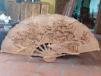 Tranh Quạt Trúc Mai - Gỗ Gõ