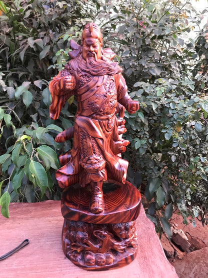 Tượng Gỗ Quan Công Chống Đao Gỗ Trắc Dây