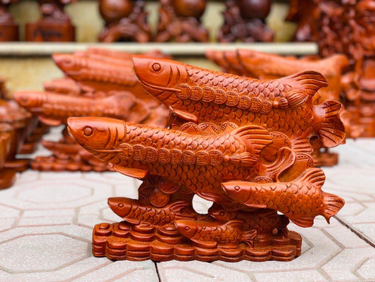 Tượng Cá Rồng Tài Lộc Phong Thủy - Gỗ Hương
