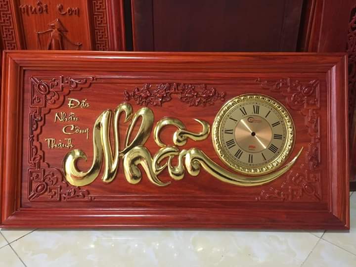 Tranh Đồng Hồ Chữ Nhẫn Mạ Vàng