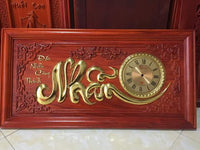 Tranh Đồng Hồ Chữ Nhẫn Mạ Vàng
