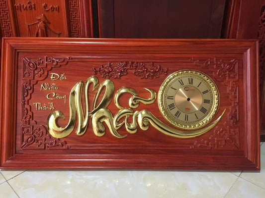 Tranh Đồng Hồ Chữ Nhẫn Mạ Vàng