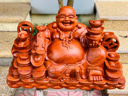 Di Lặc Ngồi Bưng Thỏi Vàng Đế Chữ Hán