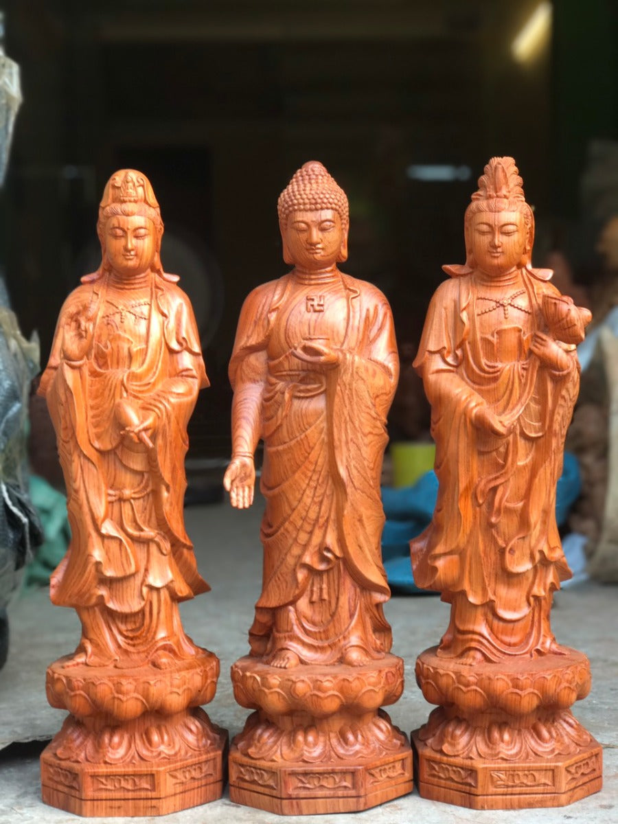Tây Phương Tam Thánh Đứng Đài Sen Cao 50