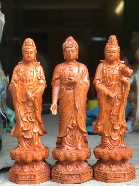 Tây Phương Tam Thánh Đứng Đài Sen Cao 40