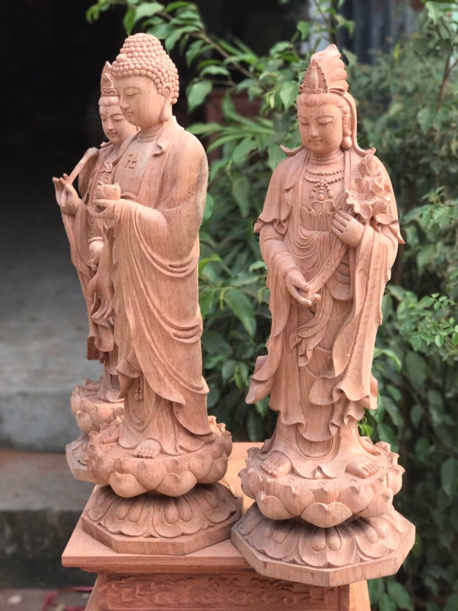A Di Đà - Quan Âm - Địa Tạng Vương Đứng Đài Sen Cao 80
