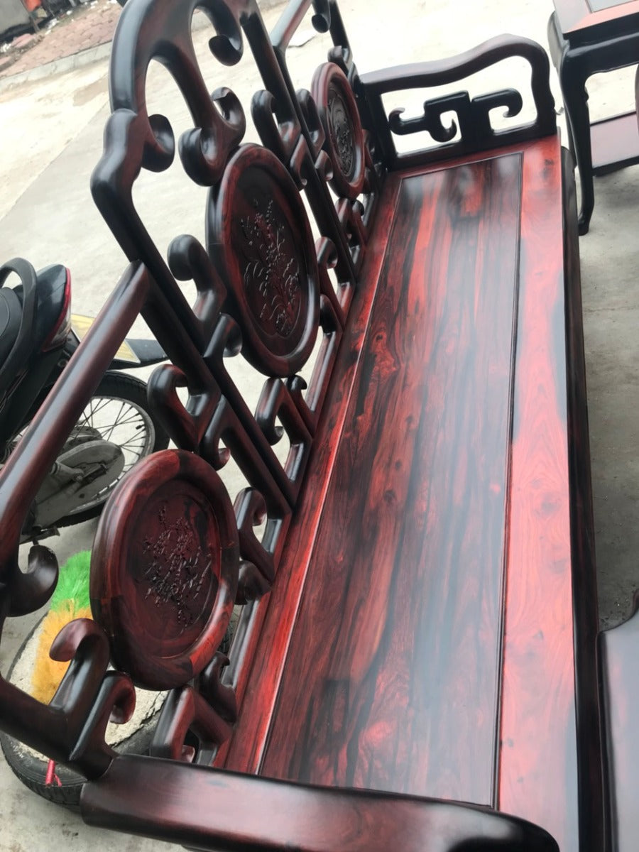 Bộ Bàn Ghế Móc Mỏ Gỗ 8 Món Trắc Lào
