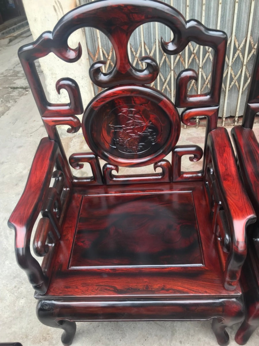 Bộ Bàn Ghế Móc Mỏ Gỗ 8 Món Trắc Lào