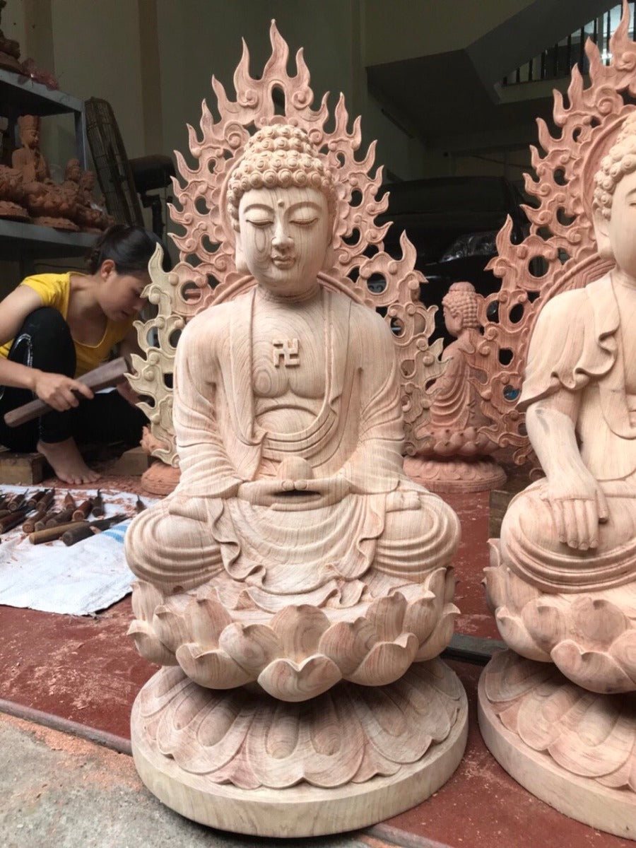 Tượng Thất Phập Dược Sư Gỗ Hương Cao 50cm