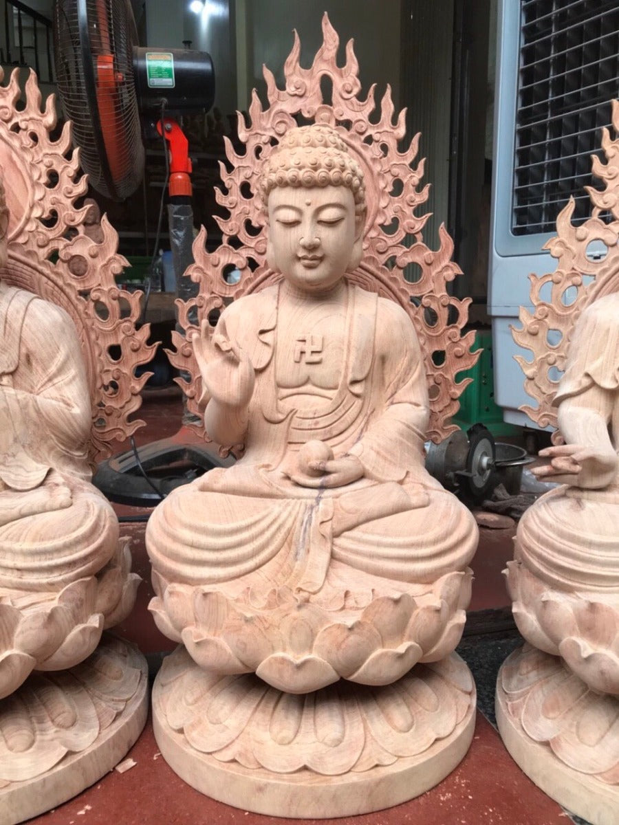 Tượng Thất Phập Dược Sư Gỗ Hương Cao 50cm