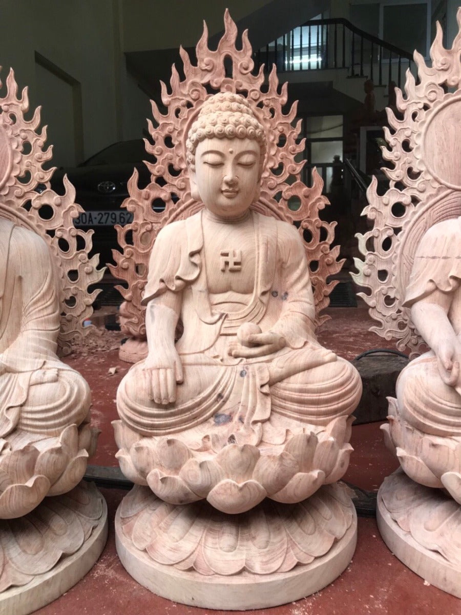 Tượng Thất Phập Dược Sư Gỗ Hương Cao 50cm