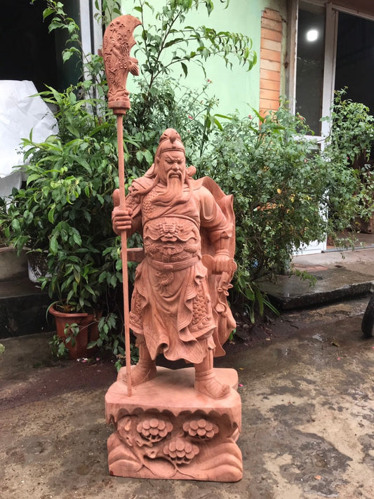 Tượng Quan Công Chống Đao Đứng Đế Tùng 1m
