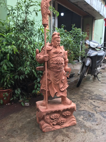 Tượng Quan Công Chống Đao Đứng Đế Tùng 1m