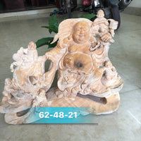 Tượng Di Lặc Vác Cành Đào Gỗ Pơ Mu Cao 62