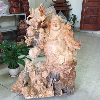 Phật Di Lặc Gỗ Lũa Pơ Mu Cao 82