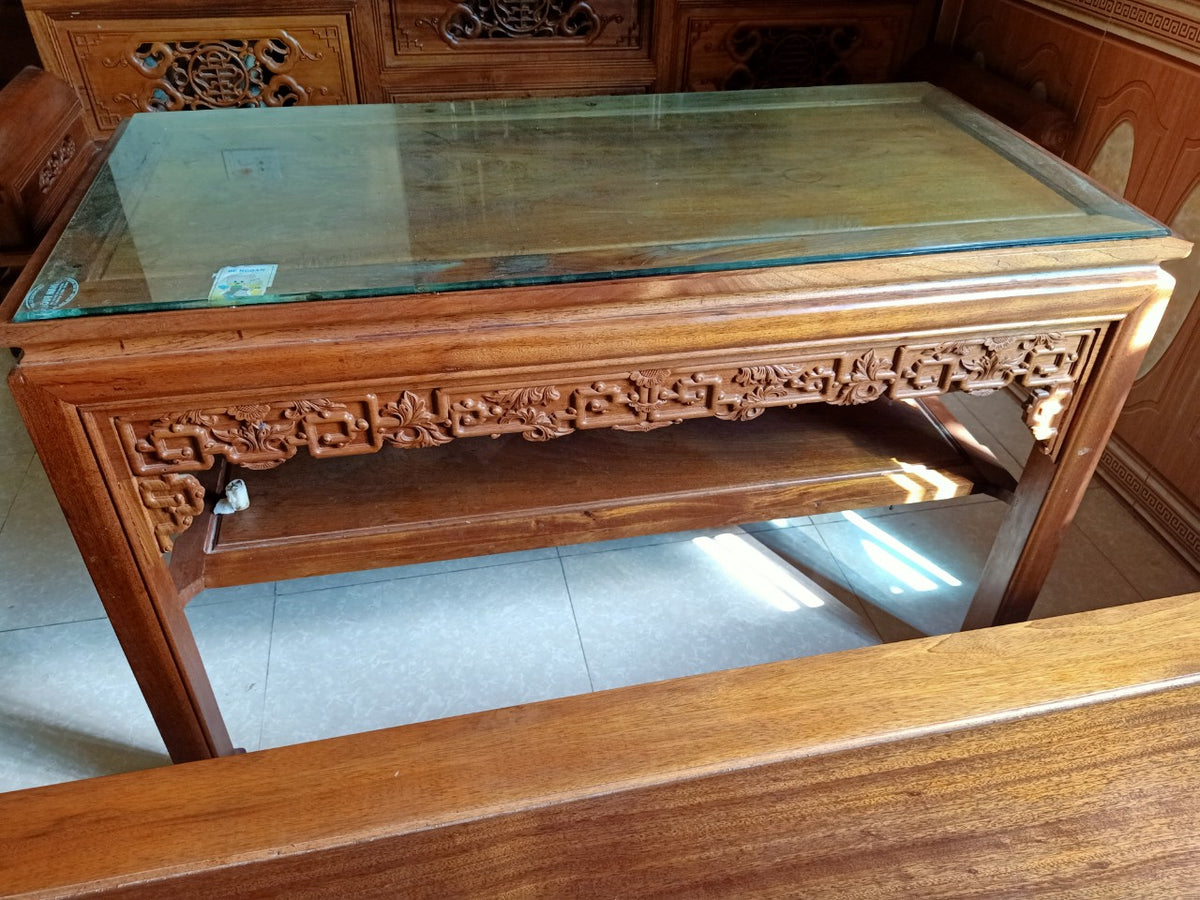Bộ Bàn Trường Kỷ Tam Cấp Gỗ Gụ Lào
