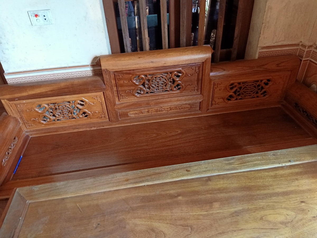 Bộ Bàn Trường Kỷ Tam Cấp Gỗ Gụ Lào