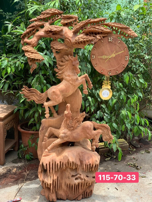 Tượng Song Mã Uyên Ương Dưới Tán Túng