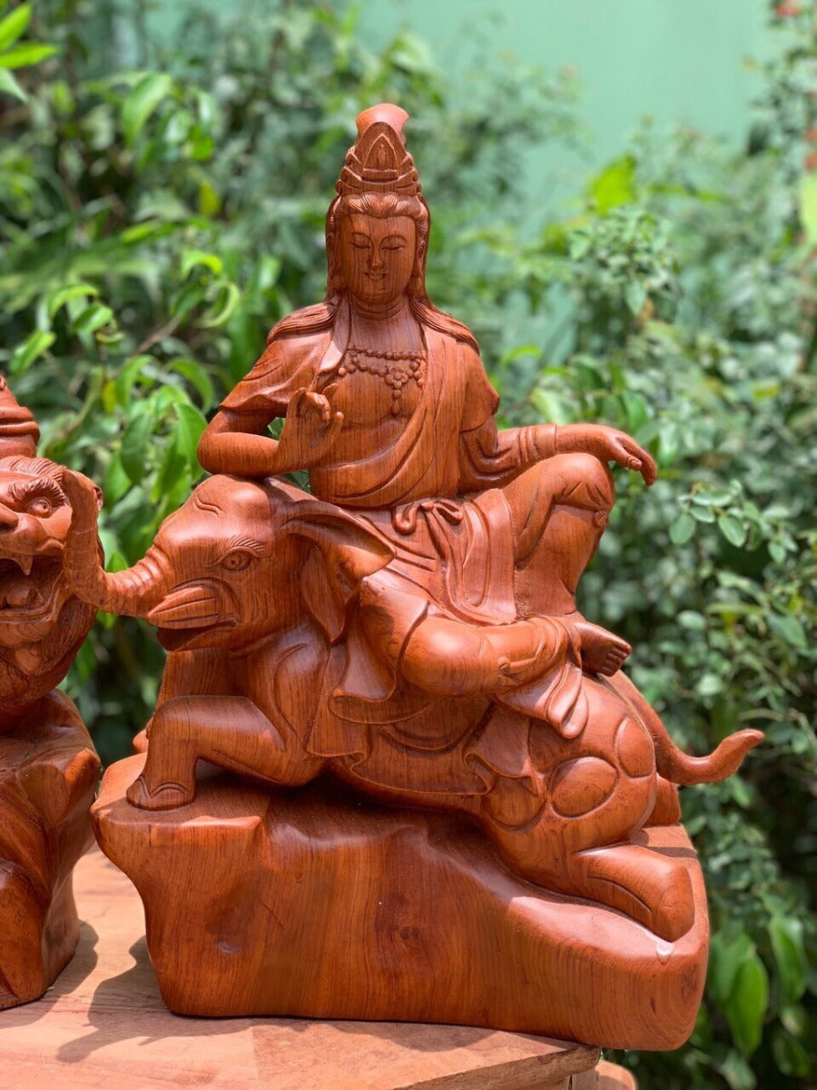 Tượng Văn Thù - Phổ Hiền Gỗ Hương