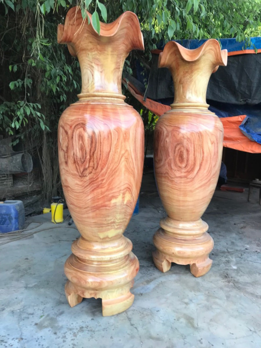 Cặp Lục Bình Gỗ Hương Đỏ Nam Phi Cao 2m2