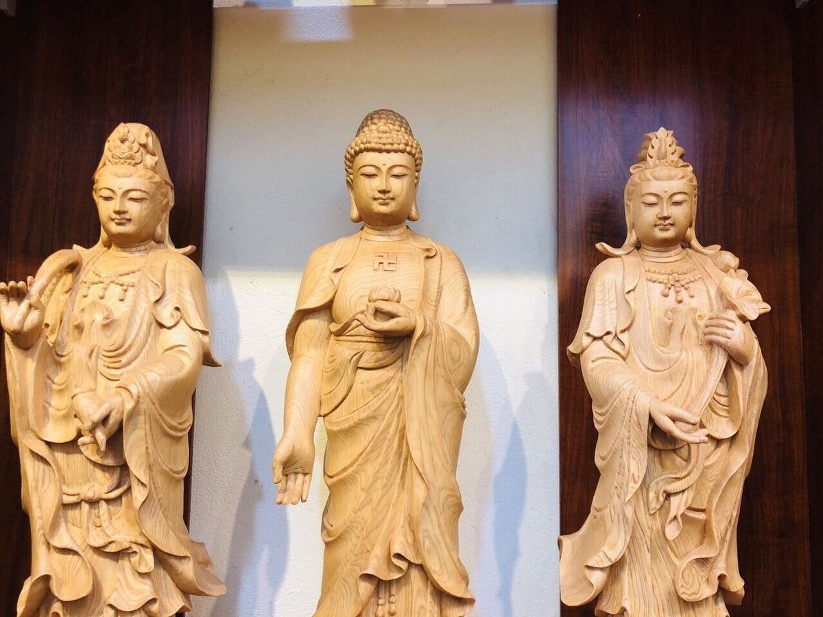 Tượng Tây Phương Tam Thánh Gỗ Pơ Mu