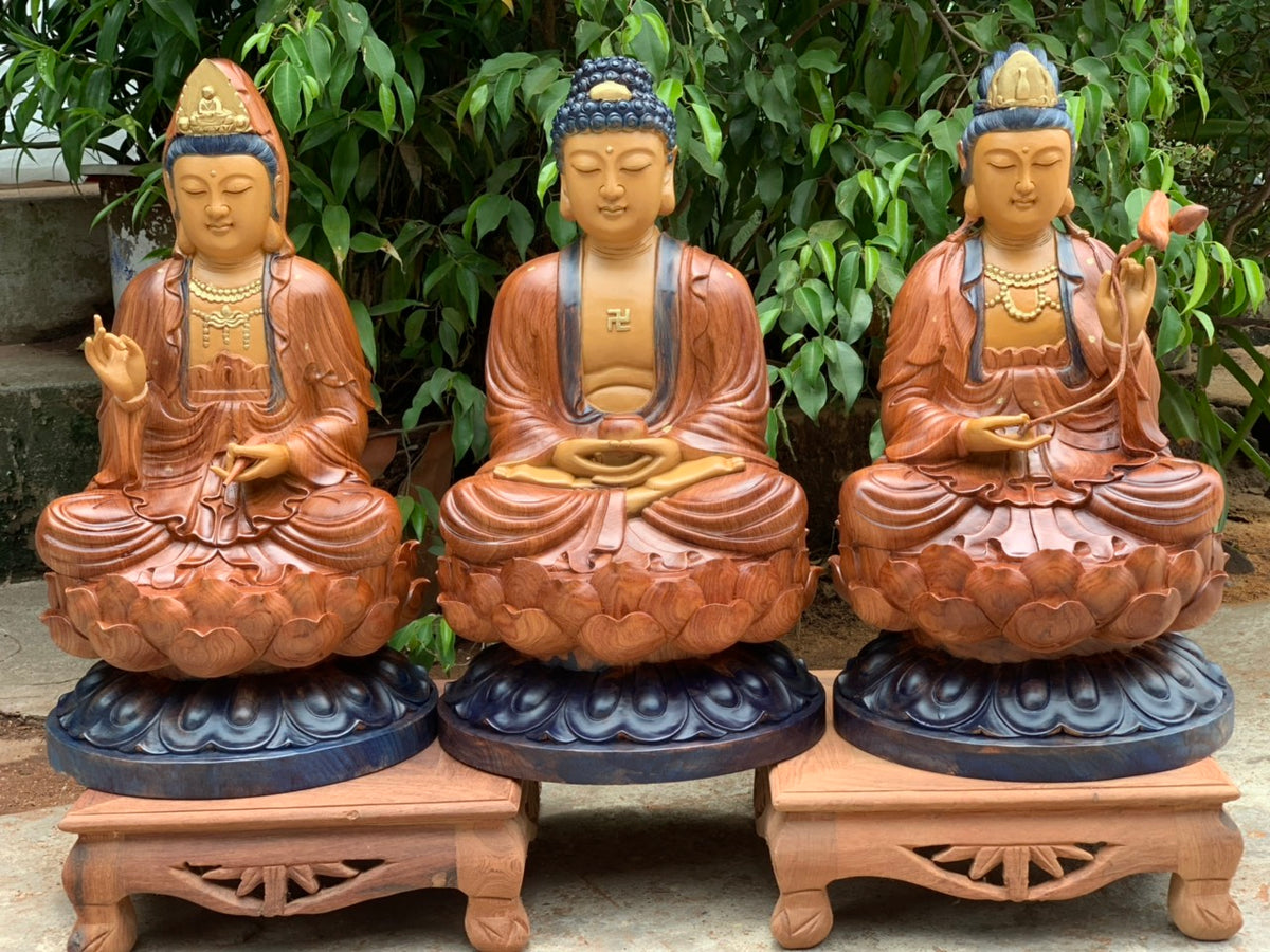 Tượng Tam Thánh Tọa  Đài Sen Cao 50 Sơn Giả Cổ