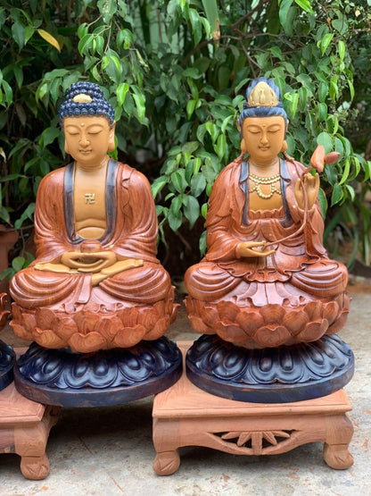 Tượng Tam Thánh Tọa  Đài Sen Cao 50 Sơn Giả Cổ