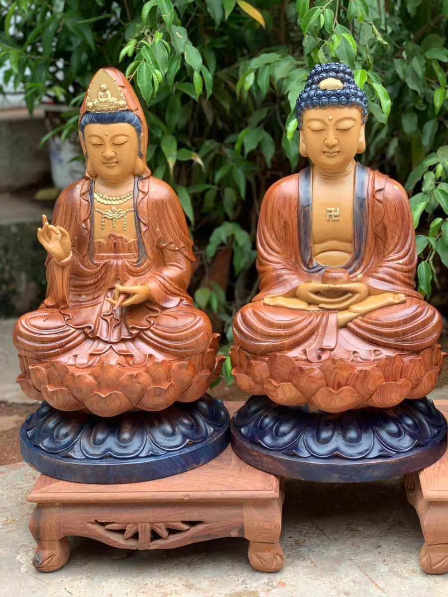 Tượng Tam Thánh Tọa  Đài Sen Cao 50 Sơn Giả Cổ