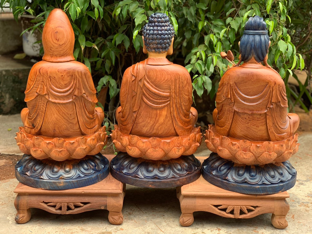 Tượng Tam Thánh Tọa  Đài Sen Cao 50 Sơn Giả Cổ