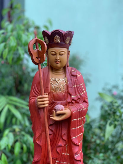 Tượng Địa Tạng Vương Đứng Đài Sen Sơn Giả Cổ