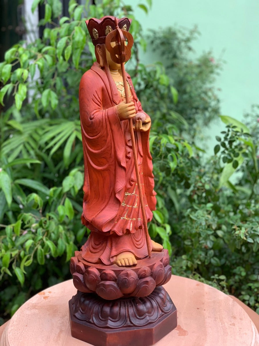 Tượng Địa Tạng Vương Đứng Đài Sen Sơn Giả Cổ