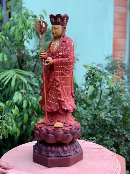 Tượng Địa Tạng Vương Đứng Đài Sen Sơn Giả Cổ