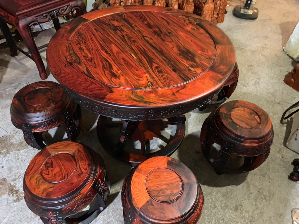 Bộ Bàn Tròn Gỗ Trắc Lào