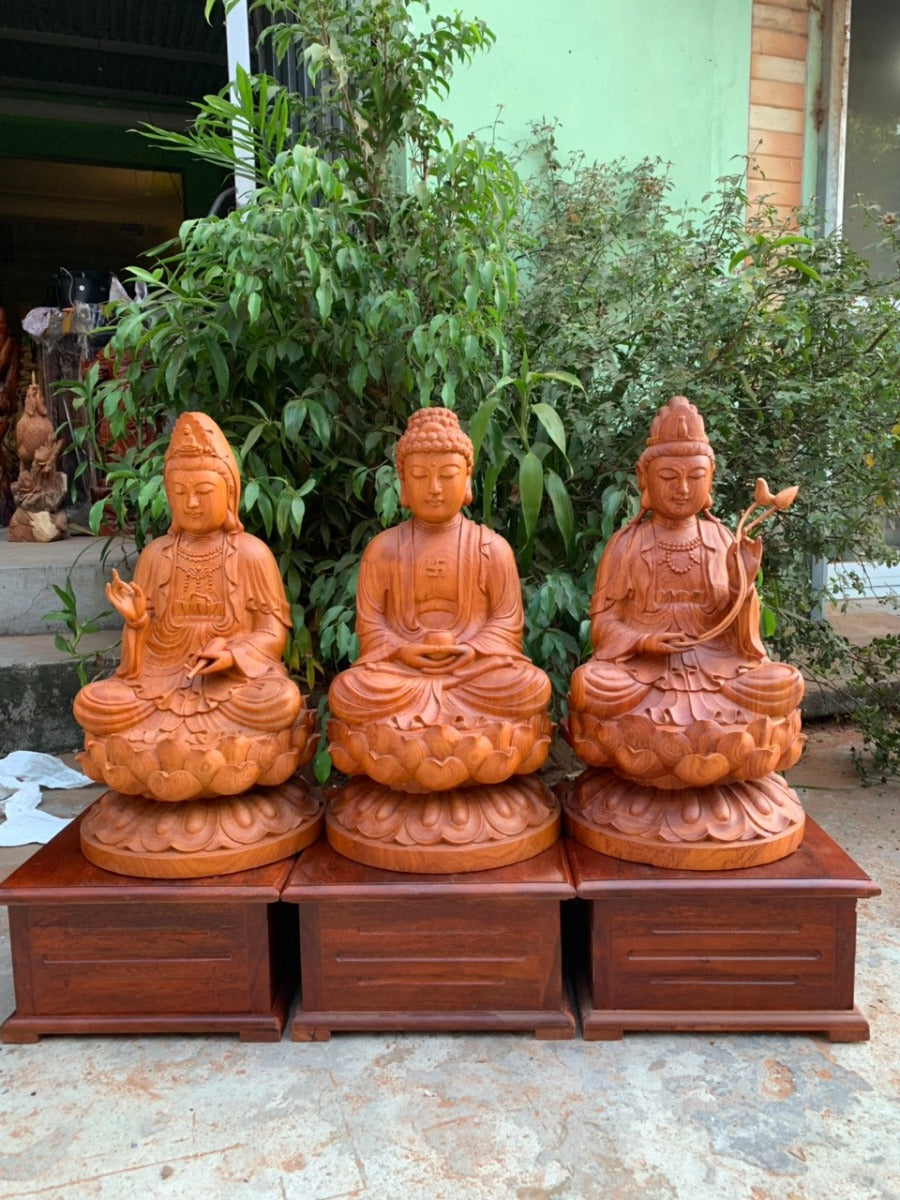 Tượng Tam Thánh Tọa Đài Sen Cao 60