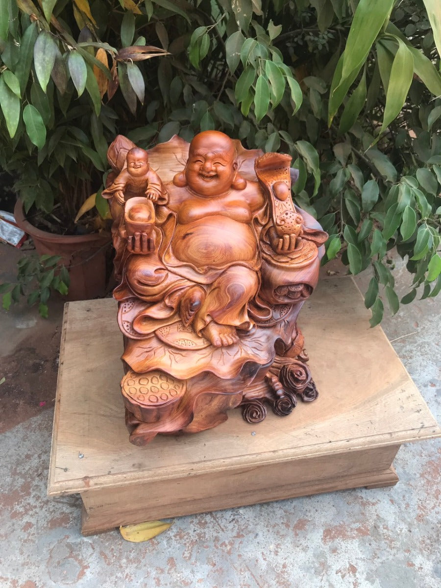 Tượng Di Lặc Ngồi Gỗ Hương