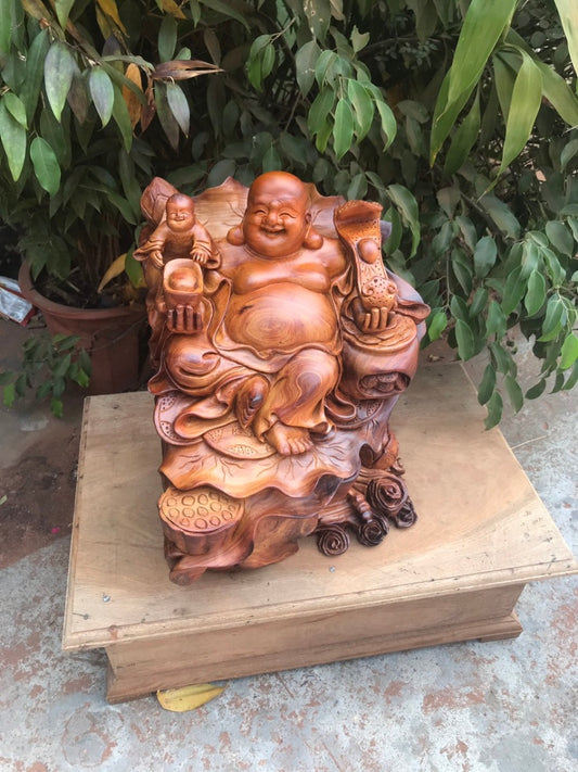 Tượng Di Lặc Ngồi Gỗ Hương