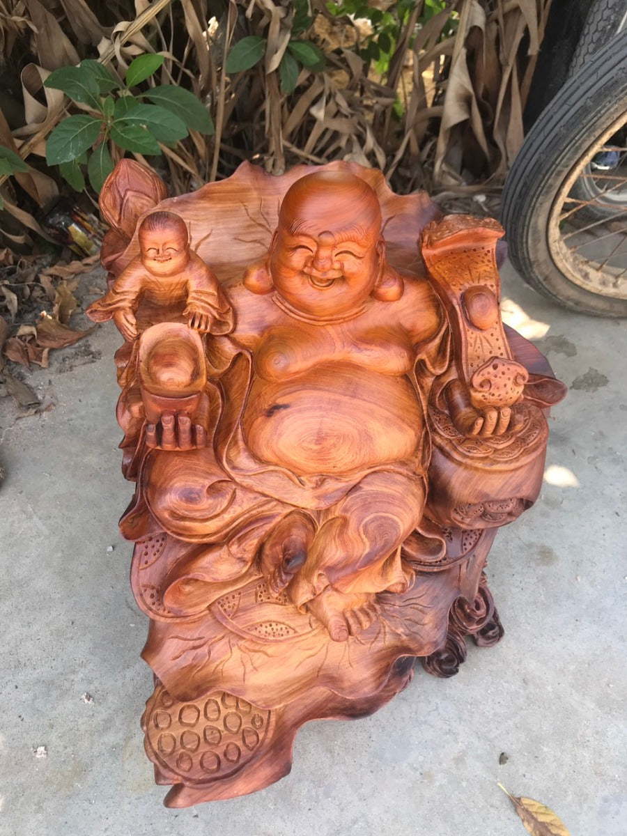 Tượng Di Lặc Ngồi Gỗ Hương