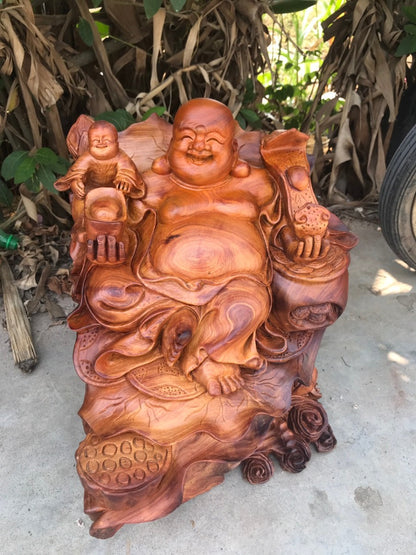 Tượng Di Lặc Ngồi Gỗ Hương