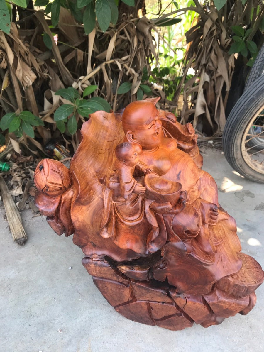 Tượng Di Lặc Ngồi Gỗ Hương
