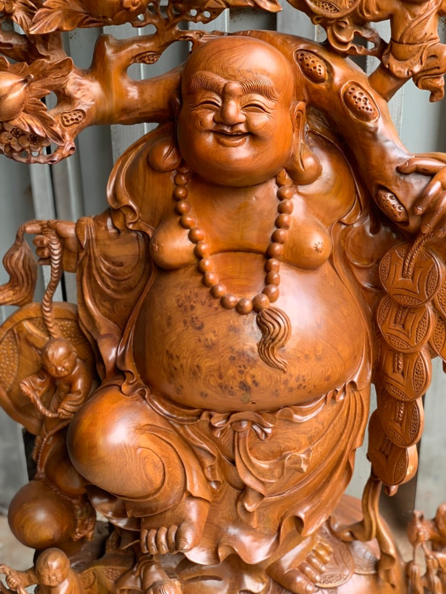 Tượng phật Di Lặc Ngũ Phúc Vác Canh Đào