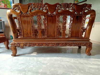 Bộ Bàn Ghế Minh Đào 7 Món Tay 12 Gỗ Gụ Ta Siêu Vân