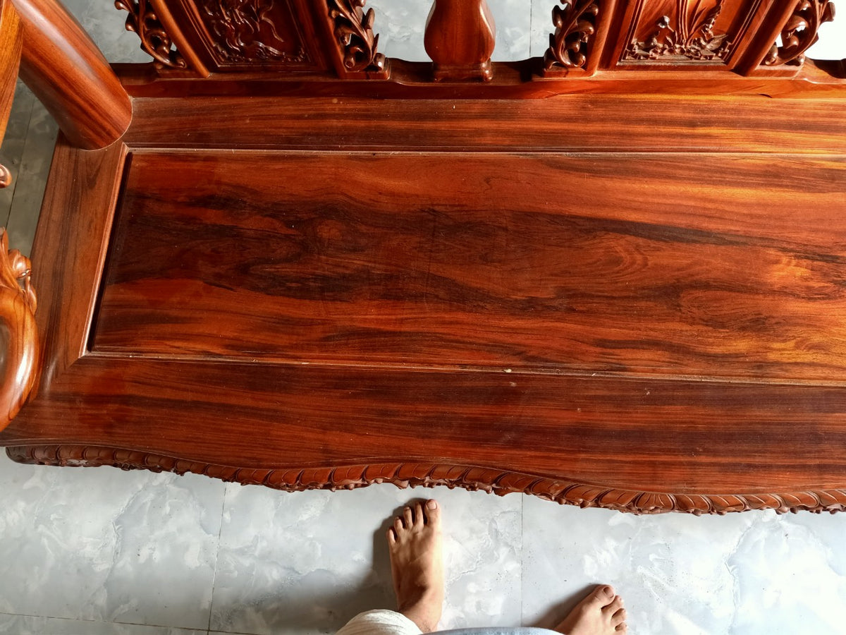 Bộ Bàn Ghế Minh Đào 7 Món Tay 12 Gỗ Gụ Ta Siêu Vân