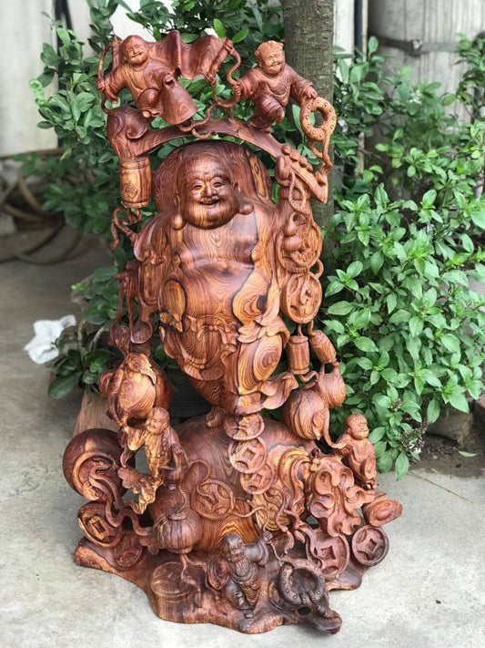 Tượng Phật Di Lặc Ngũ Tặc Gỗ Cẩm