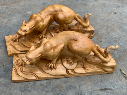 Tượng Báo Săn Mồi Gỗ Pơ Mu
