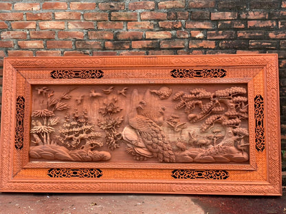 Tranh  Gỗ Chim Công -  Phu Thê Viên Mãn