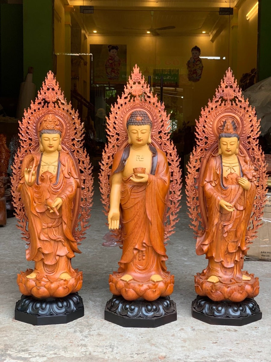 Tượng Phật Tây Phương Tam Thánh Sơn Giả Cổ Cao 60