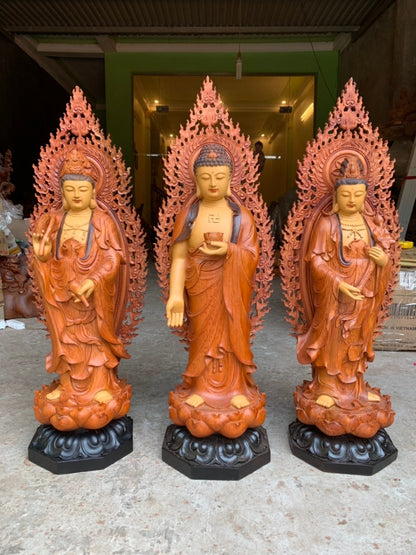 Tượng Phật Tây Phương Tam Thánh Sơn Giả Cổ Cao 60