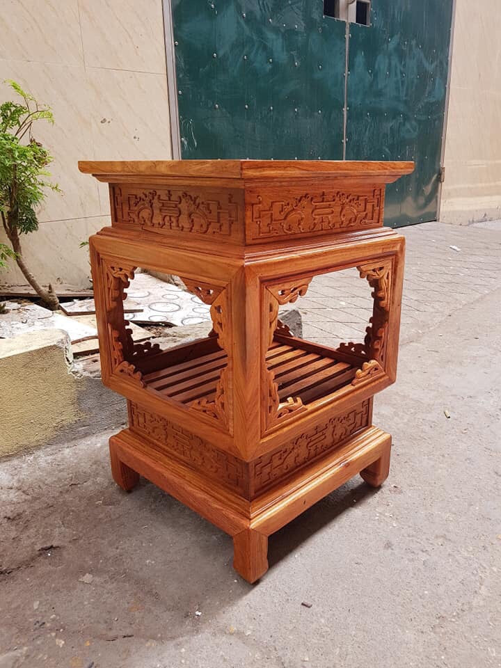 Đôn Vuông Cao 60 Gỗ Hương