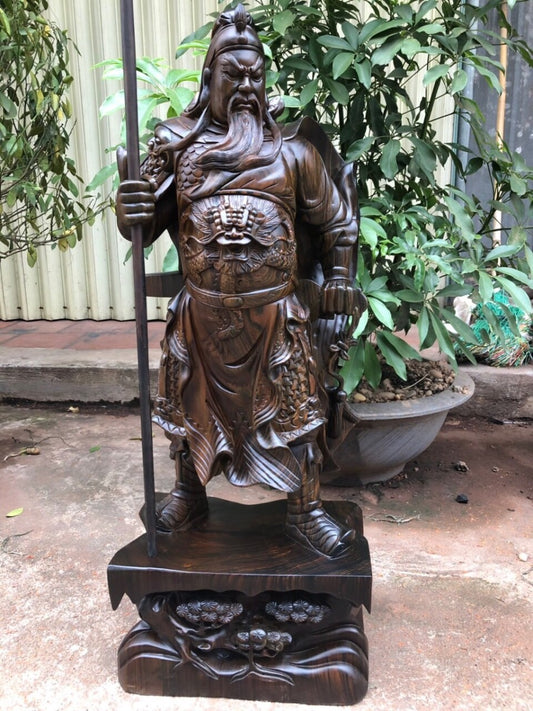 Tượng Quan Vân Trường - Quan Công Đế Tùng Gỗ Mun Cao 80