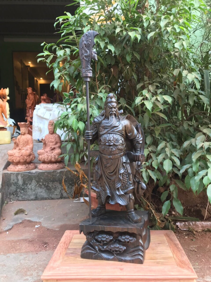 Tượng Quan Vân Trường - Quan Công Đế Tùng Gỗ Mun Cao 60